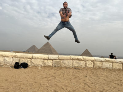 jumping at pyramids of giza
