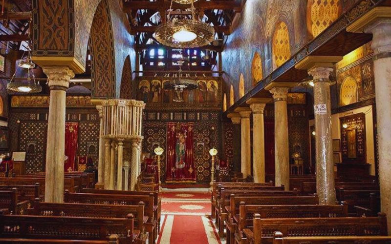 the inside of abu serga church