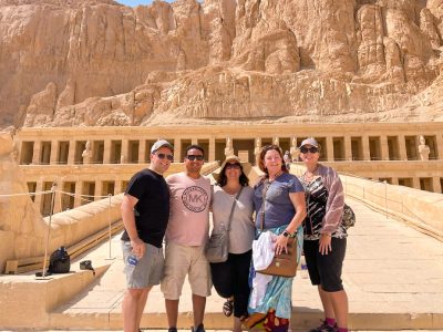 A picture of one of our groups in front of the Temple of Hatshepsut