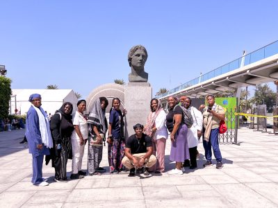 A wonderful picture of one of our groups with the head of Alexander the Great
